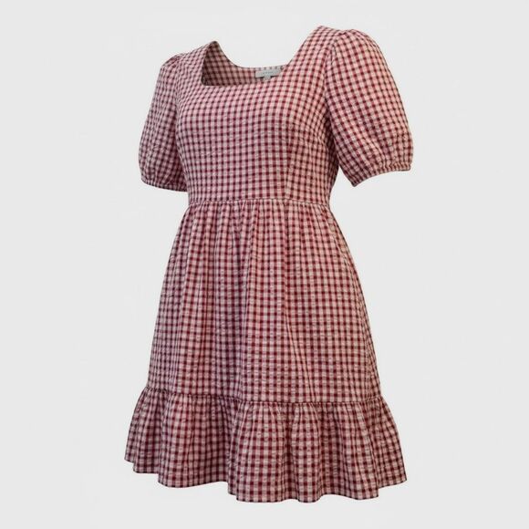 LOFT Dresses & Skirts - LOFT Red Checkered Gingham Woman’s Mini Dress 14